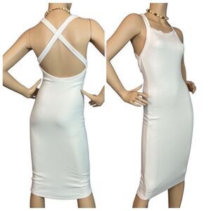 Privacy please white midi ribbed dress size medium